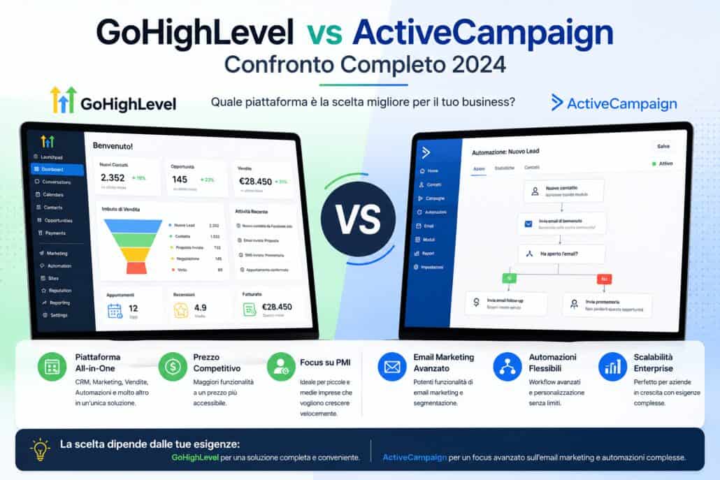 GoHighLevel vs ActiveCampaign: confronto completo