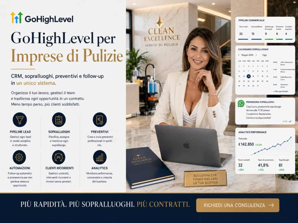 GoHighLevel per imprese di pulizie: guida CRM